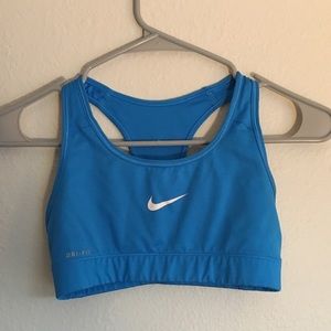 Blue Nike pro sports bra